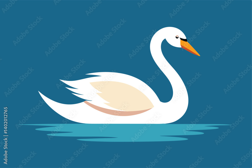 Swan gliding across still lake vector illustration Swan gliding across still lake vector illustration