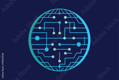 Stylized globe made of circuitry lines vector illustration