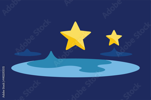 Stars reflecting in puddles after rain vector illustration