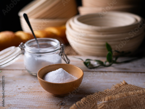Erythritol a sugar substitutes sweetener for diet low-calorie food. healthy ingredient for diabetic.