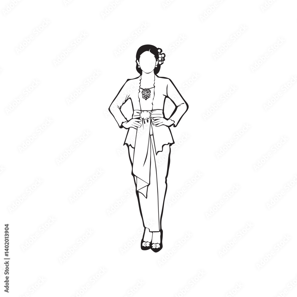 Kebaya Vector Line Art Design Illustration Kebaya Vector Line Art Design Illustration