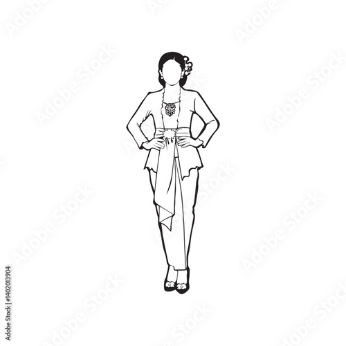 Kebaya Vector Line Art Design Illustration