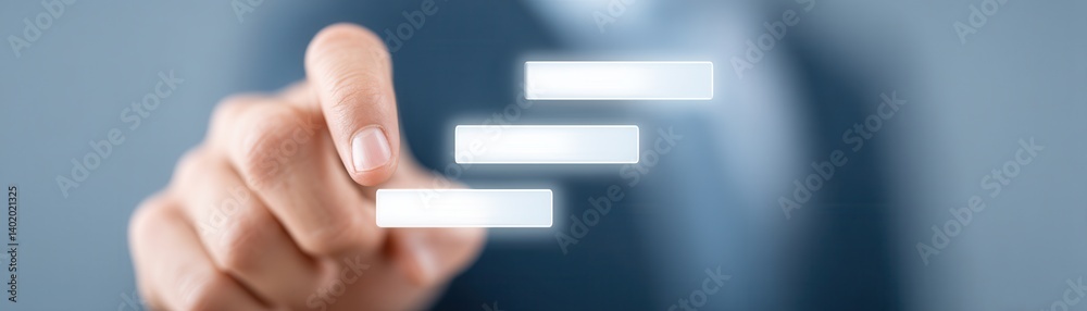 A hand interacts with digital interface elements, suggesting technology and user interaction in a modern, professional setting. A hand interacts with digital interface elements, suggesting technology and user interaction in a modern, professional setting.