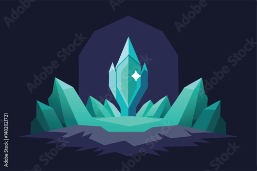 Crystal cavern glowing from hidden energy vector illustration
