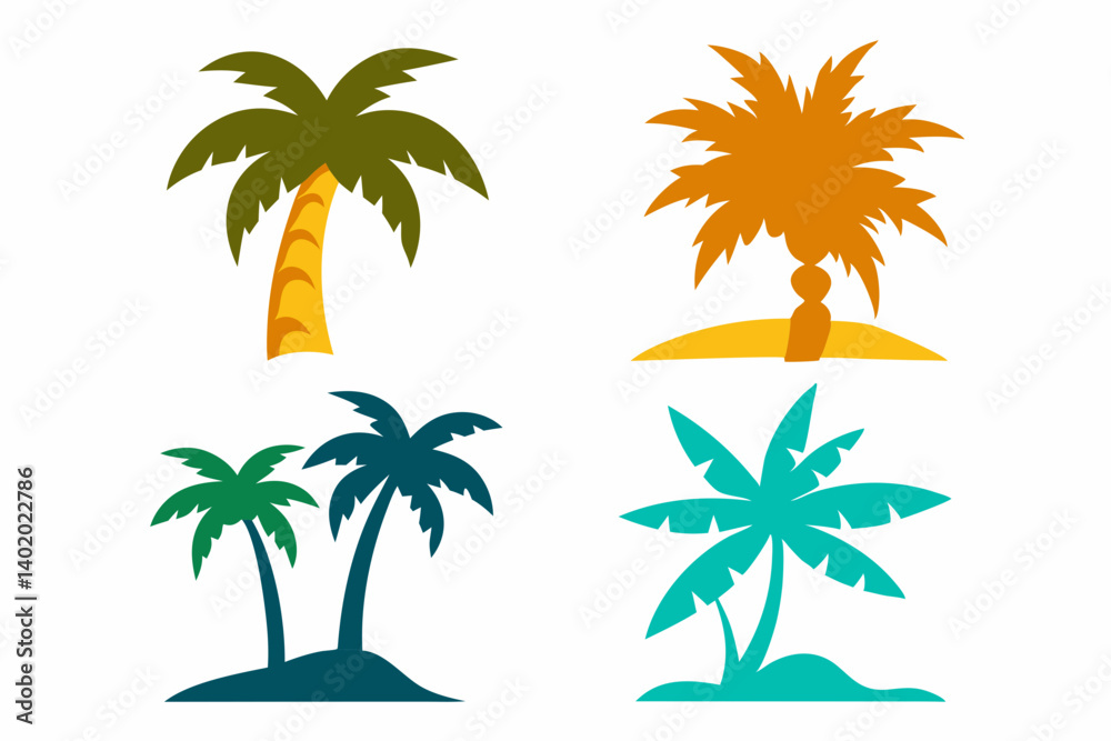 Fototapeta premium set of tropical vibes silhouette vector illustration