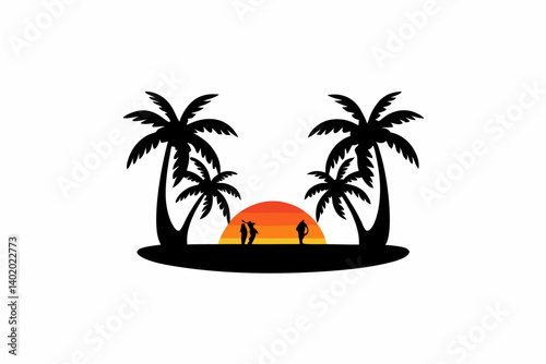 tropical vibes silhouette vector illustration
