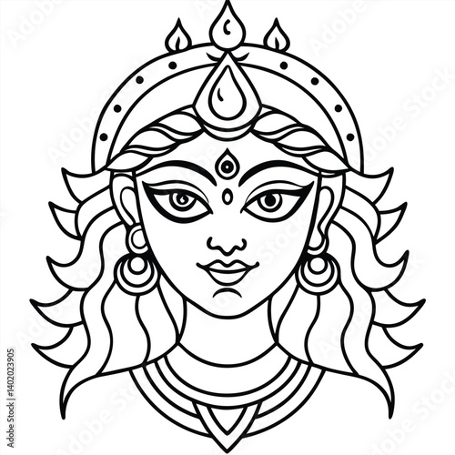 Hindu God beautiful Durga face