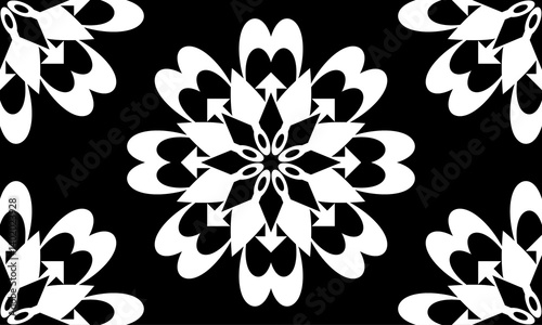 Black and white seamless fabric pattern geometric gapes endlessly beautiful tiles, white background, vector