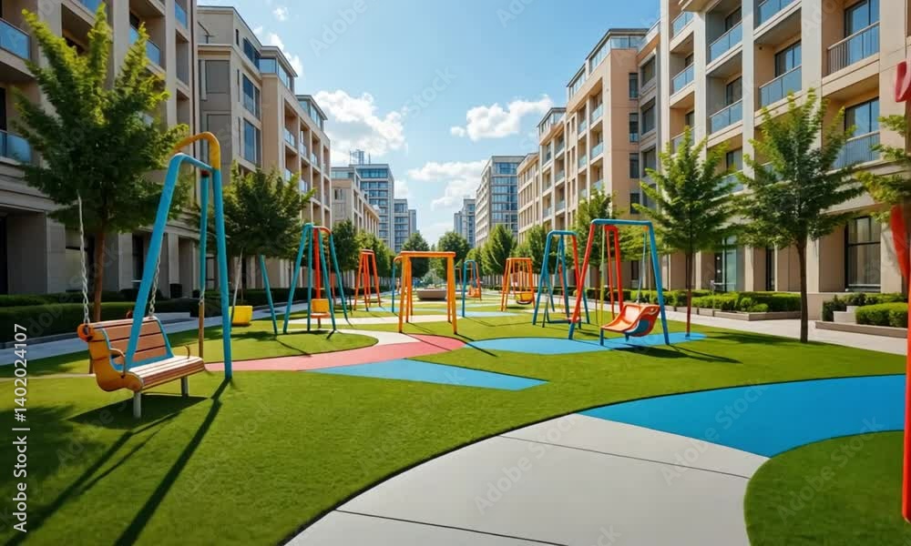 Urban Park with People

