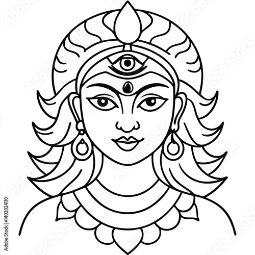 Hindu God beautiful Durga face