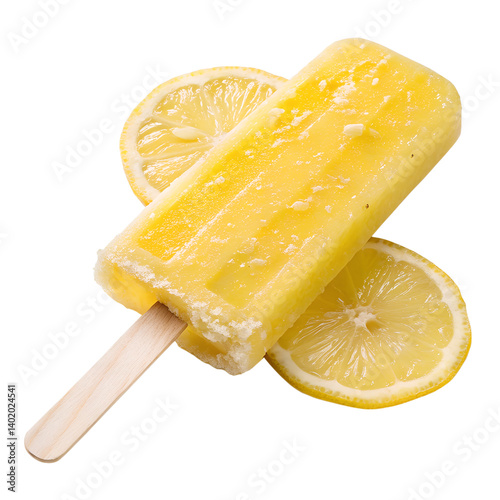 Lemon popsicle isolated on transparent background