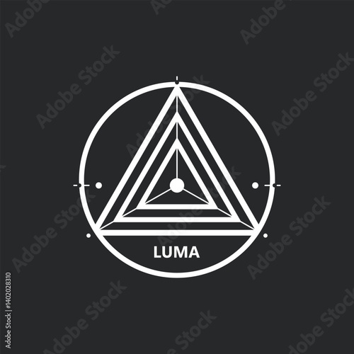 a minimalist geometric logo for your company logo featuring the word luma inside an interlocked triangle and circle, modern logo design, and business corporate template.