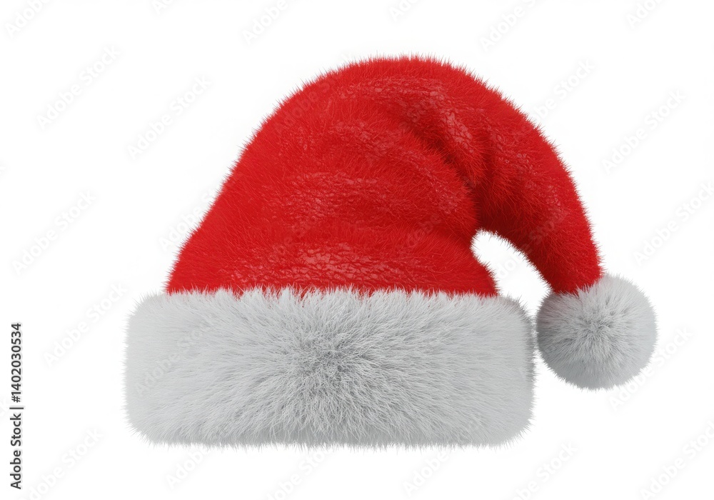 Red and white santa hat on white background Red and white santa hat on white background