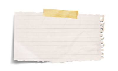White grid notepaper journal sticker. A blank sheet of checkered paper. Real notepad with grid line isolated
