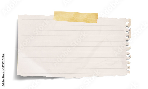 White grid notepaper journal sticker. A blank sheet of checkered paper. Real notepad with grid line isolated photo