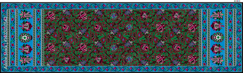 Digital Indian Dupatta Design with Buti and Floral Patterns – Traditional Textile Style for Kurti and Ethnic Wear Printing, High-Quality Silk Fabric Background Illustration.