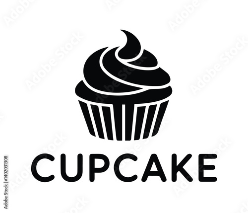 cupcake Logo. cupcake icon Silhouette Simple black and white cupcake graphic icon vector.