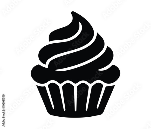 cupcake Logo. cupcake icon Silhouette Simple black and white cupcake graphic icon vector.