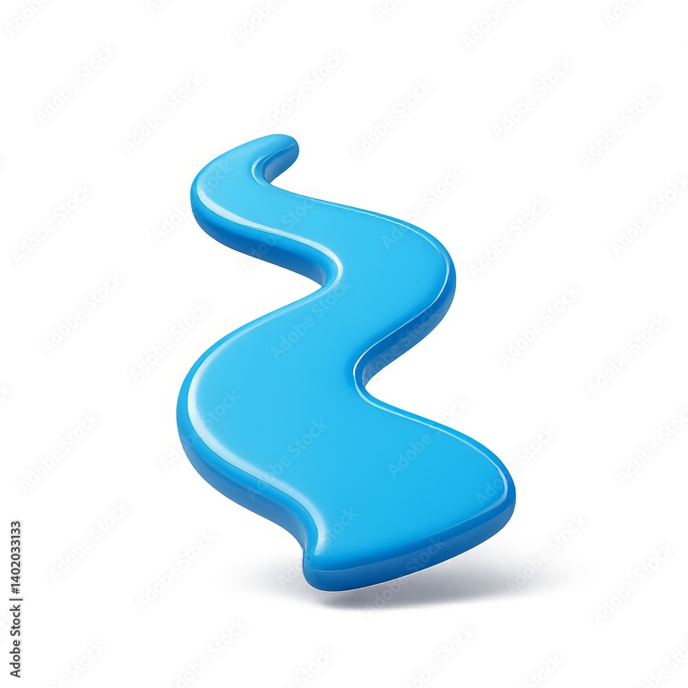 Vibrant 3D River Icon in Simple Design for Creative Projects Vibrant 3D River Icon in Simple Design for Creative Projects