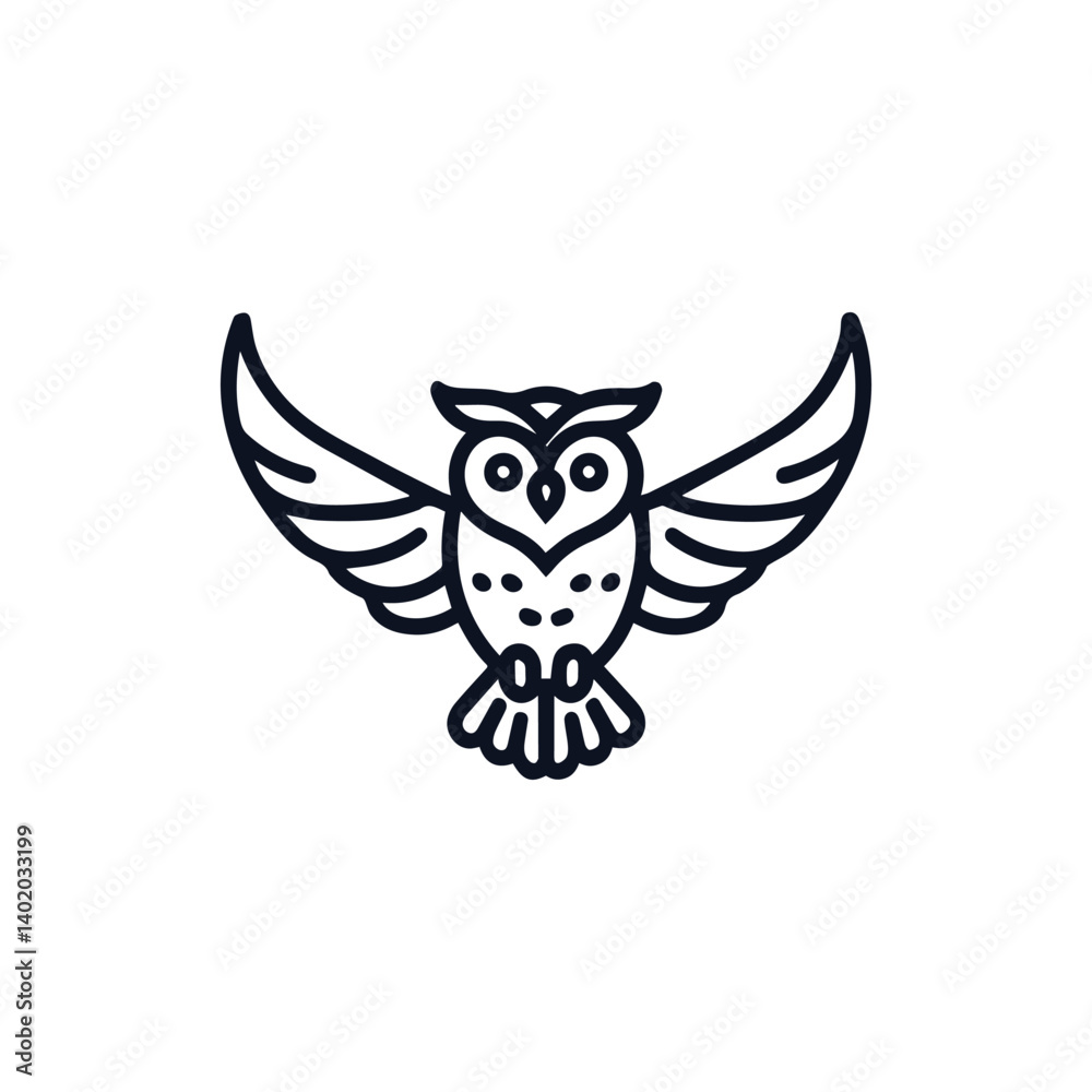 Obraz premium Monoline owl flying logo