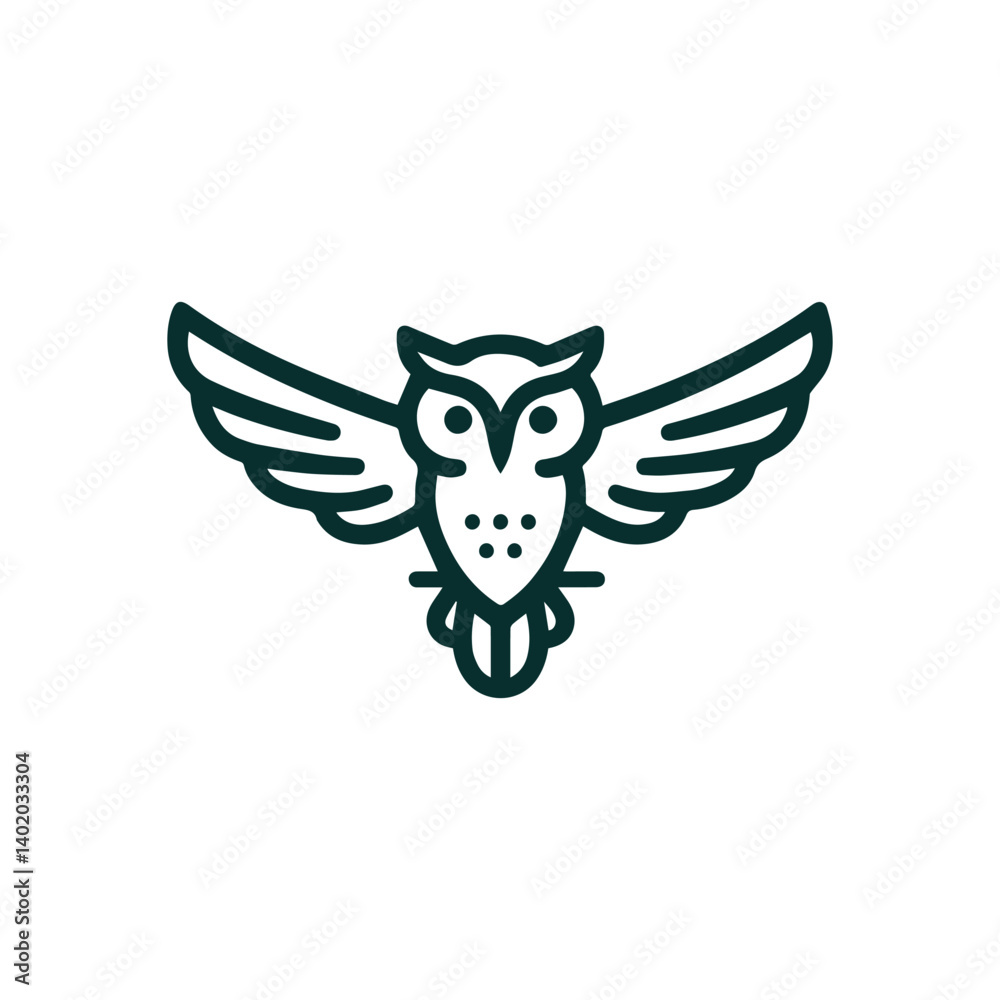 Obraz premium Monoline owl flying logo