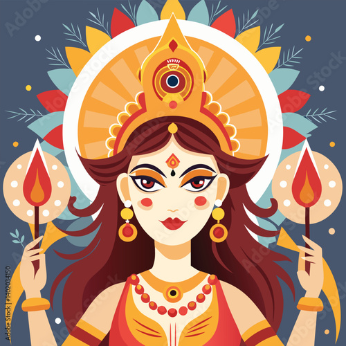 hindu god durga vector illustration 