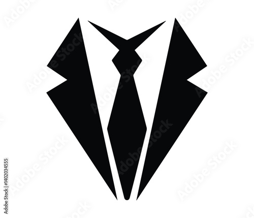 Stylish black and white suit and tie graphic design