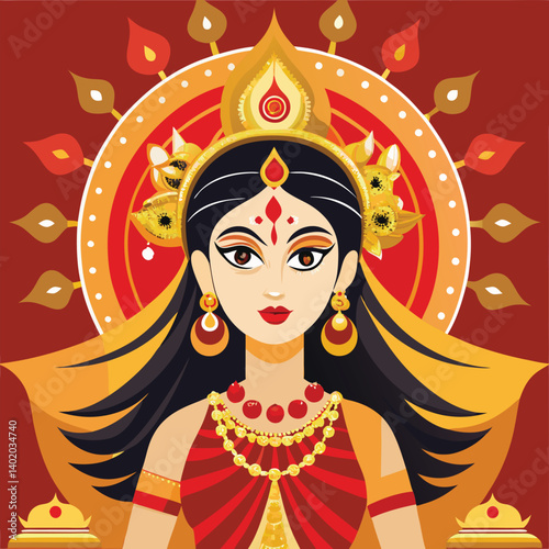 hindu god durga vector illustration 