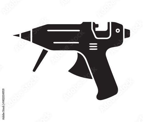 Simple Silhouette of a Hot Glue Gun. Hot Glue Gun Vector Glyph Icon. perfect for hot glue gun logos and icons for apps and web.