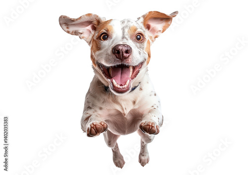 Joyful dog leaping isolated on transparent background