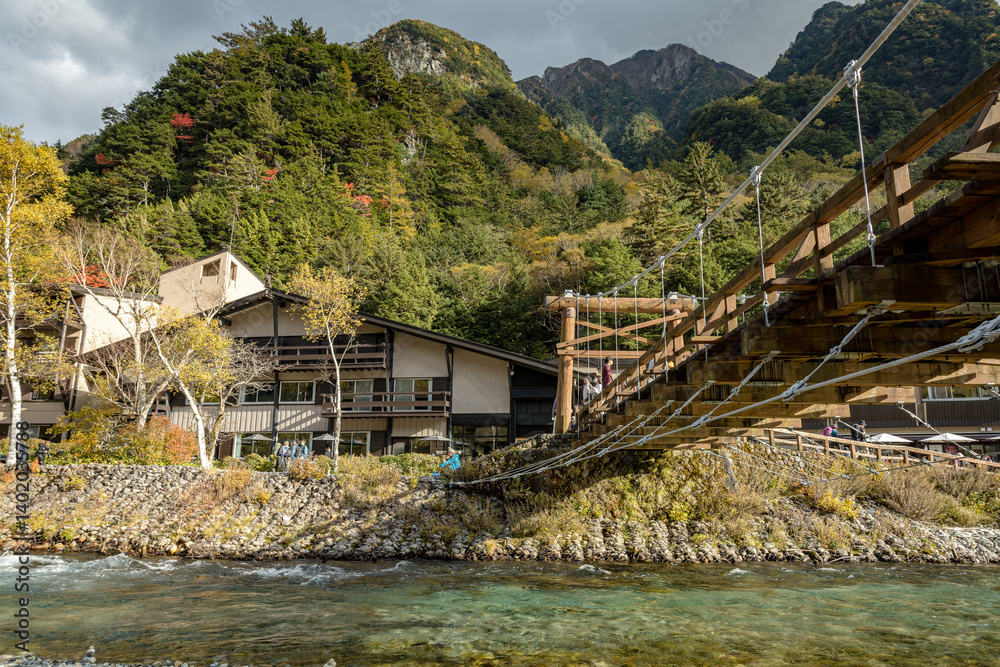 captures the breathtaking beauty of Kamikochi, a mountainous highland valley in the Northern Japan Alps.
