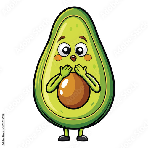 Cute avocado with surprised expression