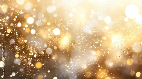 Abstract golden bokeh light background with glitter and sparkle