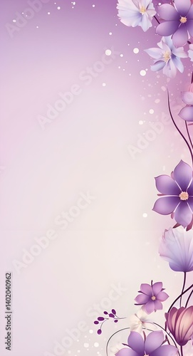 This image features a floral design on a soft purple background. It can be used as a wallpaper, for wedding invitations, or as a background for social media posts.
