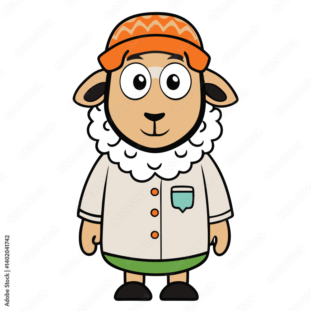 Cute sheep wearing a hat and jacket Cute sheep wearing a hat and jacket
