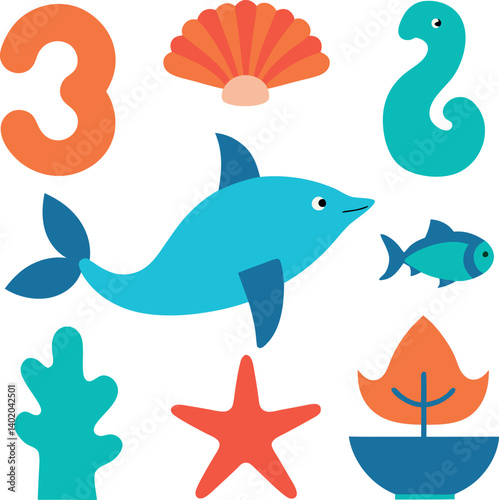 different-ocean-vector-element-set
