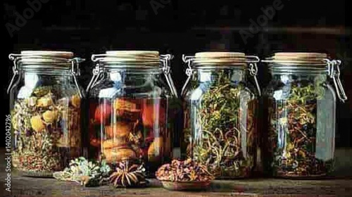 Artisanal feel with handmade jars containing holistic food