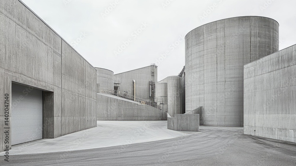 Fototapeta premium Silos for outdoor use with weatherproof materials connected to production plant