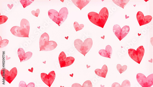 Watercolor hearts pattern in pink hues for romantic occasions  
