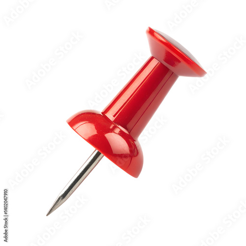 Red push pin isolated on transparent background