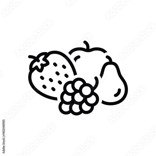 Black line icon for fruits