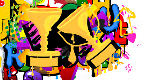 Trophy Cup graffiti. Abstract modern street art decoration performed in urban painting style.