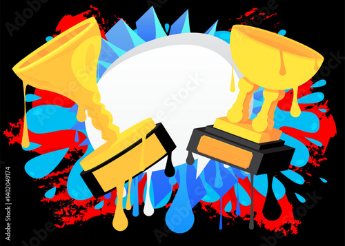 Trophy Cup graffiti. Abstract modern street art decoration performed in urban painting style.