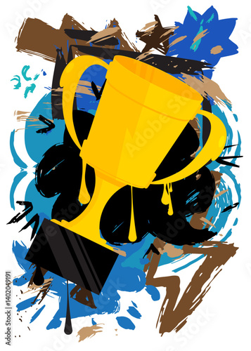 Trophy Cup graffiti. Abstract modern street art decoration performed in urban painting style.