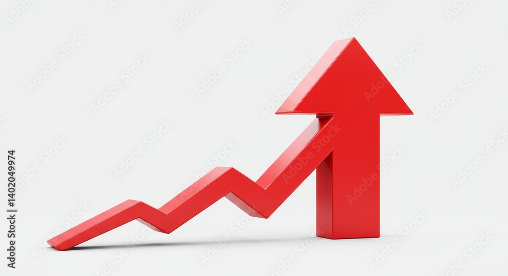 Arrow A 3D Upward Arrow Symbolizing Growth - 3D red arrow pointing upward, signifying growth, progress, success, achievement, and advancement. Clean glossy finish Arrow A 3D Upward Arrow Symbolizing Growth - 3D red arrow pointing upward, signifying growth, progress, success, achievement, and advancement. Clean glossy finish