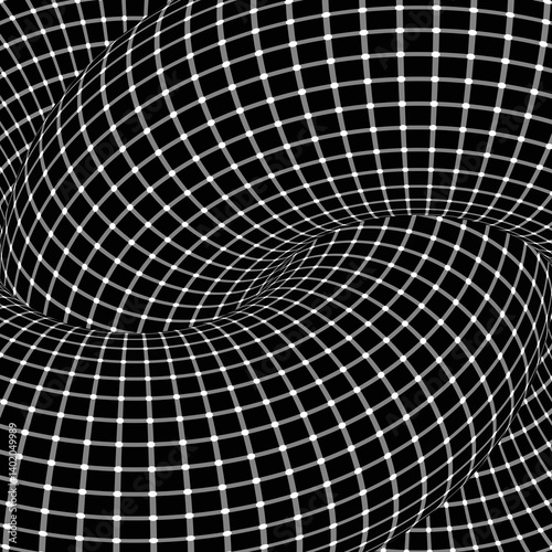Optical Illusion. White Circles Flash on Black Squares and Change Color.