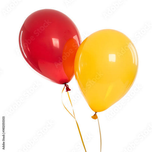 red and yellow balloons isolated on white background photo