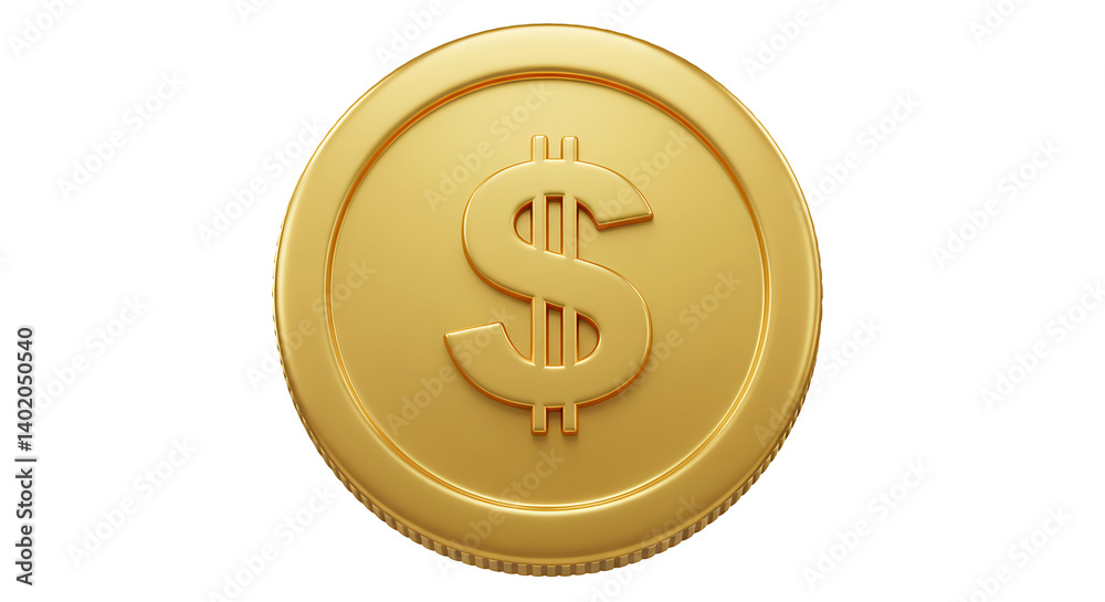 Isolated golden dollar coin detailed close-up renders wealth and prosperity Isolated golden dollar coin detailed close-up renders wealth and prosperity