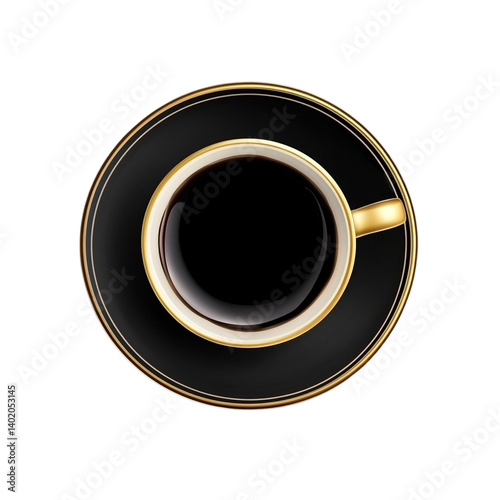 Elegant black coffee in a gold cup a perfect morning treat photo