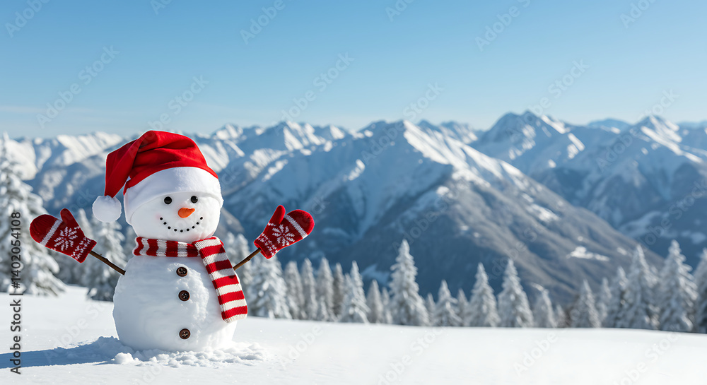Obraz premium Snowy Summit Cheer AI Generated